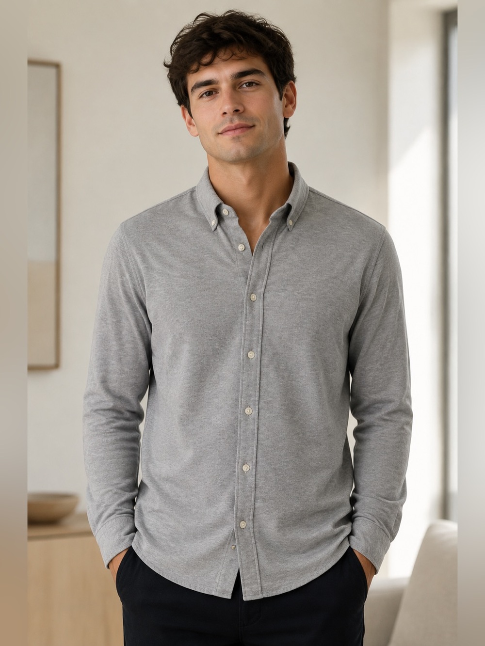 Abercrombie & Fitch Men’s Knit Oxford Shirt Small Gray NWT